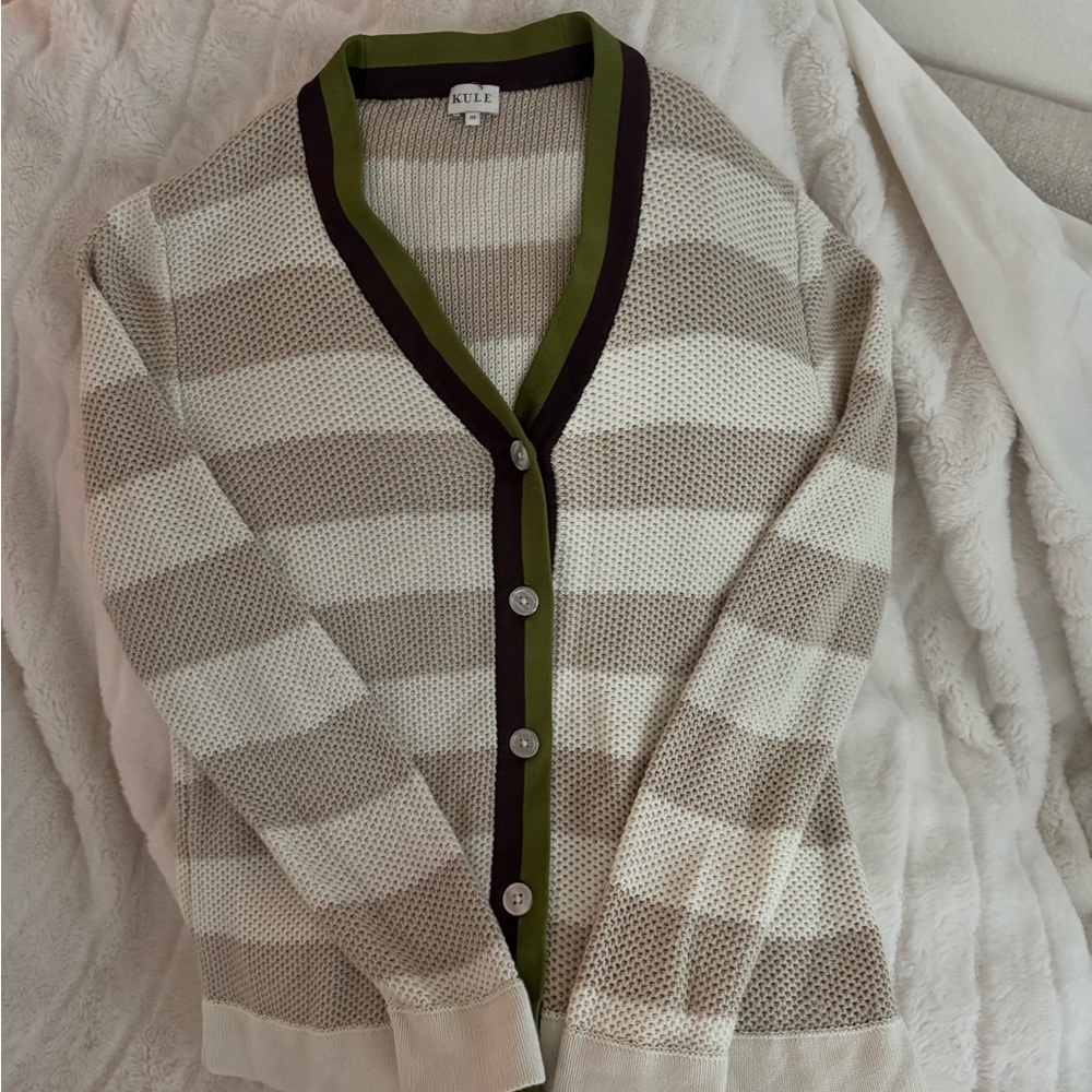 KULE Beige and Olive Striped Raven Cardigan